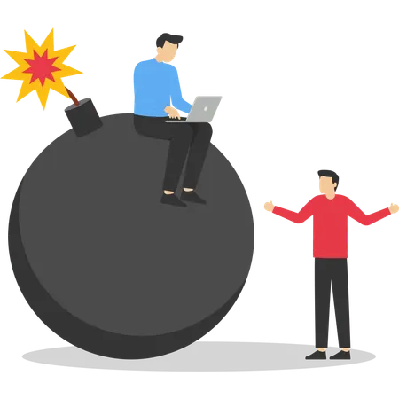 Businessman working on business deadline  Illustration