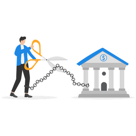 Businessman working on business debt  Illustration