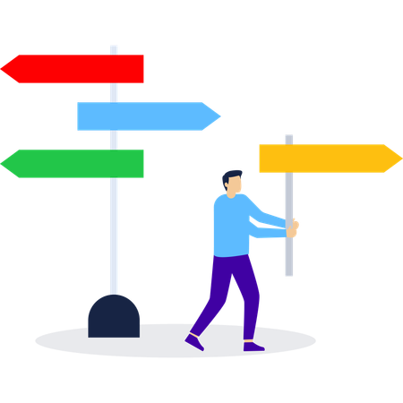 Businessman working on business direction  Illustration