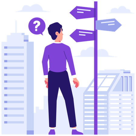 Businessman working on business direction  Illustration
