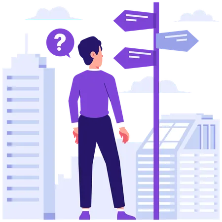 Businessman working on business direction  Illustration