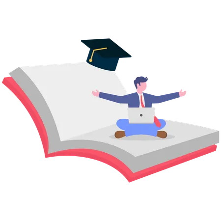 Businessman working on business education  Illustration