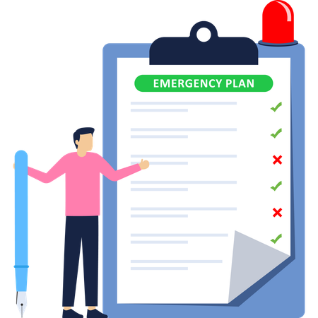 Businessman working on business emergency plan  Illustration