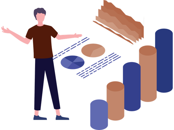 Businessman working on business financial growth  Illustration