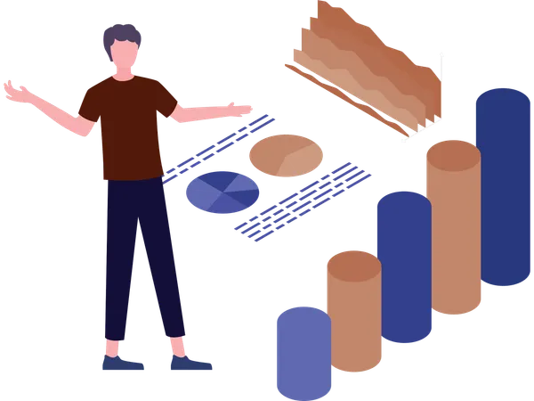 Businessman working on business financial growth  Illustration