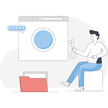 Businessman working on business folder  Illustration