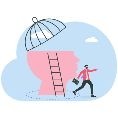 Businessman working on business freedom  Illustration