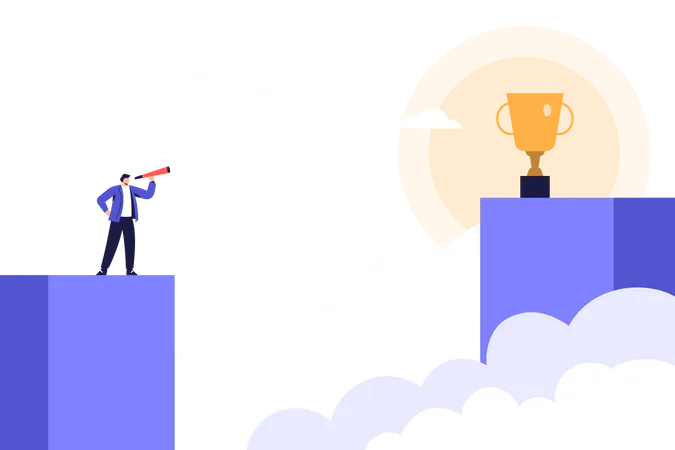Businessman working on business goal  イラスト