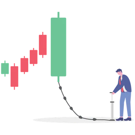 Businessman working on business graph  Illustration