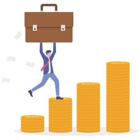 Businessman working on business graph  Illustration