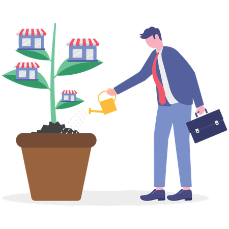 Businessman working on business growth  Illustration