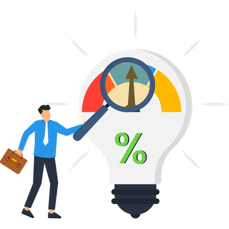 Businessman working on Business Growth Analysis  Illustration