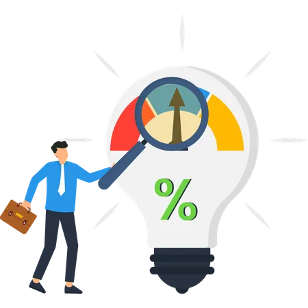 Businessman working on Business Growth Analysis  Illustration