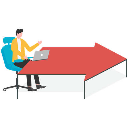Businessman working on business growth and direction  Illustration