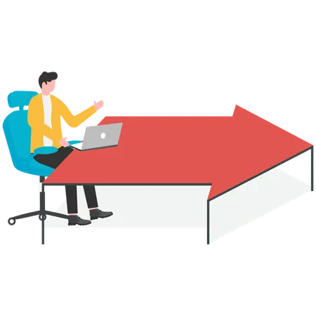 Businessman working on business growth and direction  Illustration