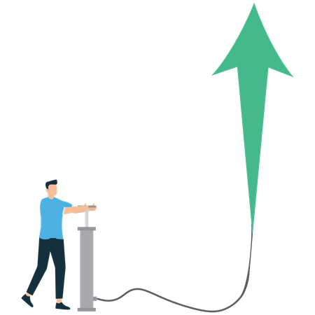 Businessman working on business growth data  Illustration