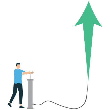 Businessman working on business growth data  Illustration
