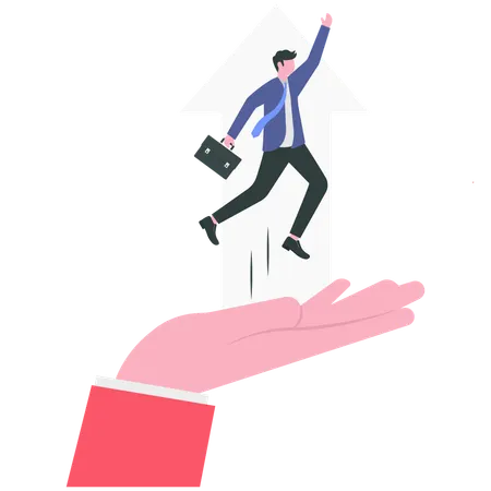 Businessman working on business growth graph  Illustration