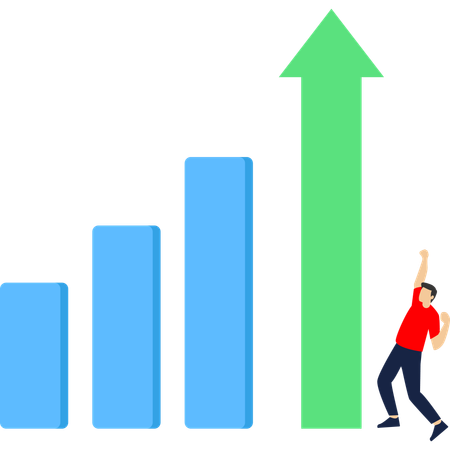 Businessman working on business growth graph  Illustration