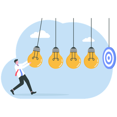 Businessman working on business idea  Illustration