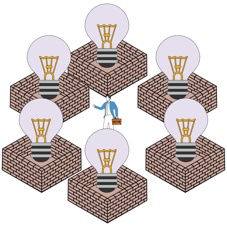 Businessman working on business idea  Illustration