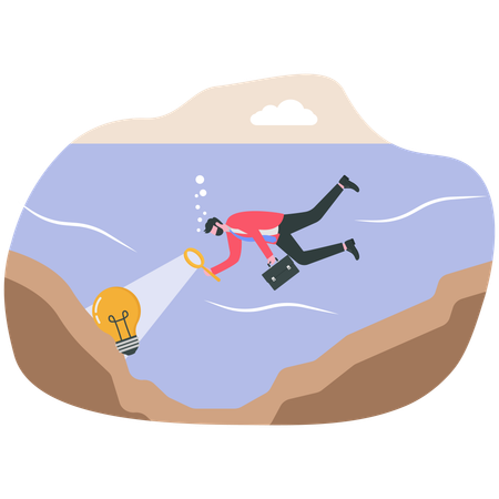 Businessman working on business idea  Illustration