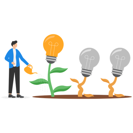 Businessman working on business idea  Illustration