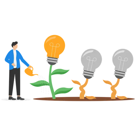 Businessman working on business idea  Illustration