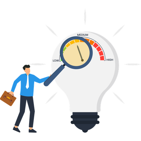 Businessman working on business idea assessment  Illustration