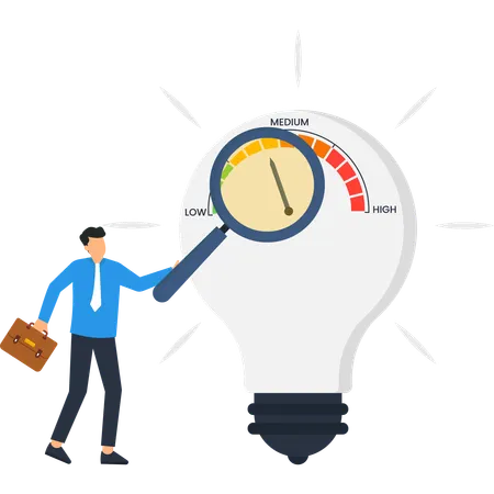 Businessman working on business idea assessment  Illustration