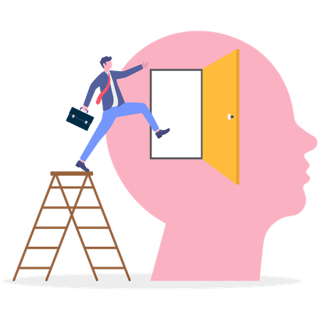 Businessman working on business idea  Illustration