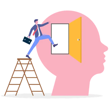 Businessman working on business idea  Illustration