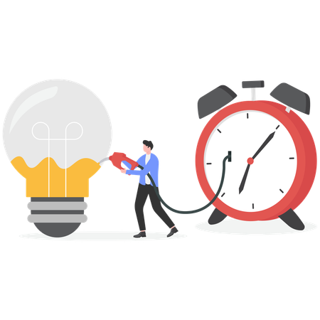 Businessman working on business idea  Illustration