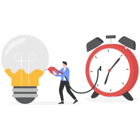 Businessman working on business idea  Illustration