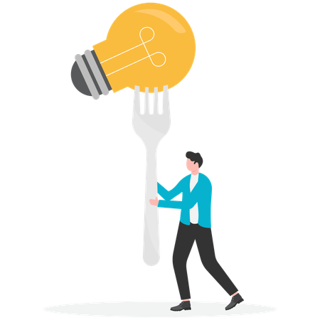 Businessman working on business idea  Illustration