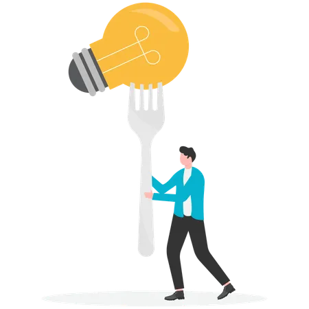 Businessman working on business idea  Illustration