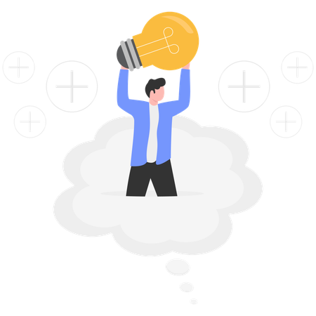 Businessman working on business idea  Illustration