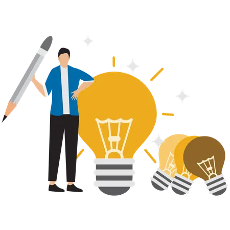 Businessman working on business idea  Illustration