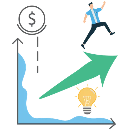 Businessman working on business idea  Illustration