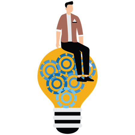 Businessman working on business idea  Illustration