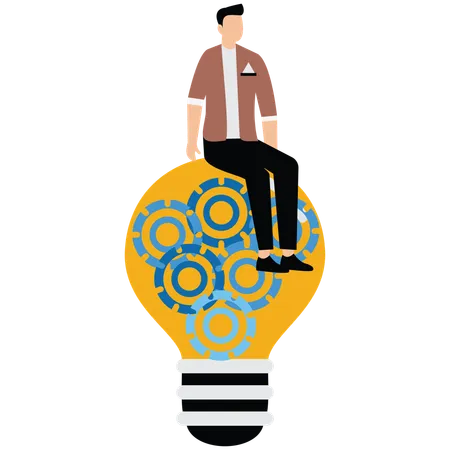 Businessman working on business idea  Illustration