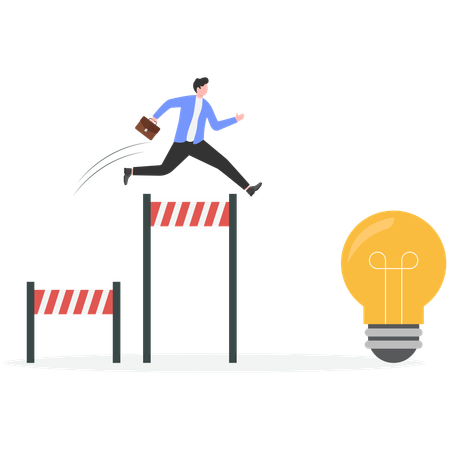 Businessman working on business idea  Illustration