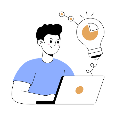 Businessman working on business idea  Illustration
