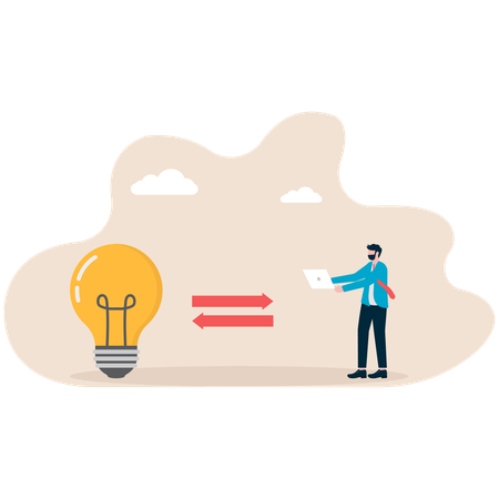 Businessman working on business idea share  Illustration