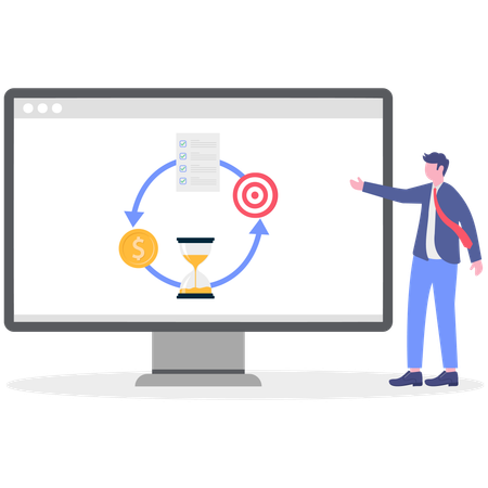 Businessman working on business improvement  Illustration