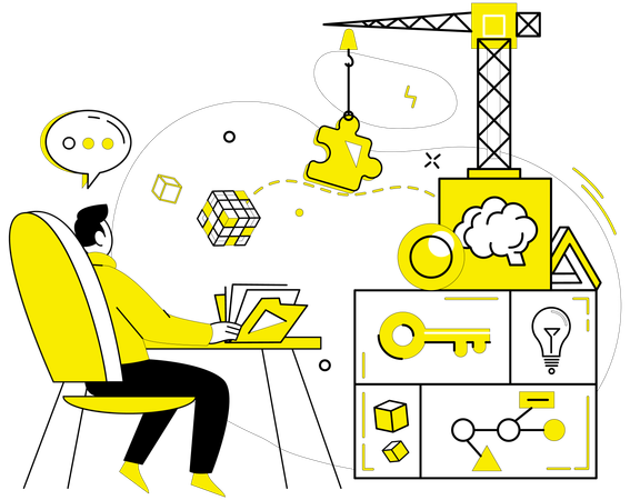Businessman working on business innovation  Illustration