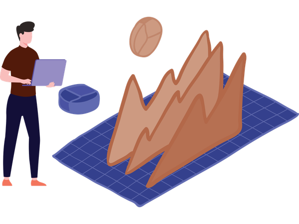 Businessman working on business intelligence  Illustration