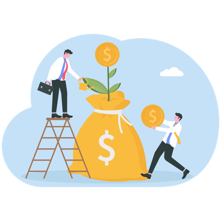 Businessman working on business investment  Illustration