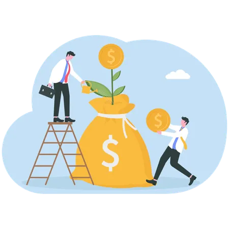 Businessman working on business investment  Illustration