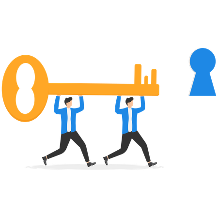 Businessman working on business key  Illustration